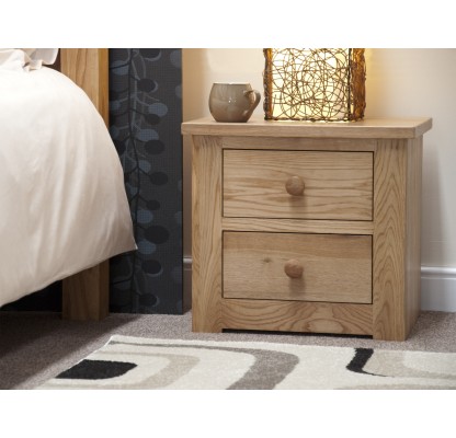 Torino Contemporary Oak 2 Drawer Narrow Bedside